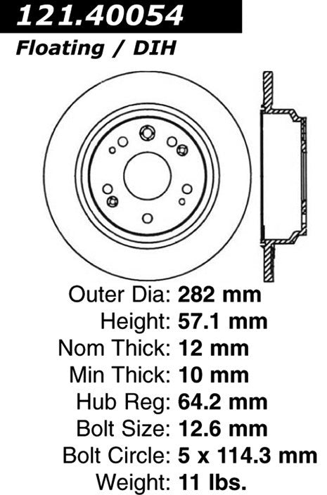 Centric Parts Disc Brake Rotor Standard with Non-Directional Finishes for 2002-2004 Acura RL 121.40054