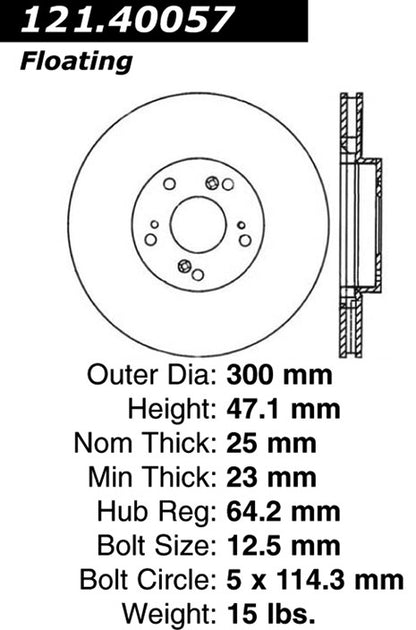 Centric Parts Disc Brake Rotor with Non-Directional Finishes 121.40057