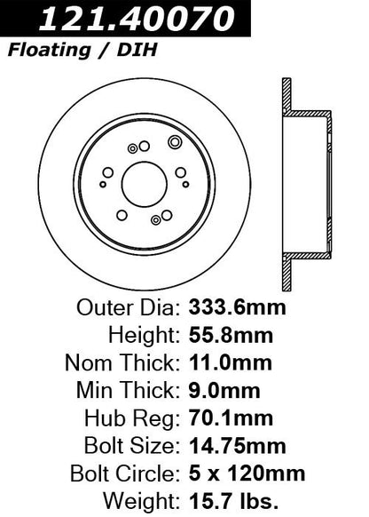 Centric Parts Disc Brake Rotor with Non-Directional Finishes 121.40070