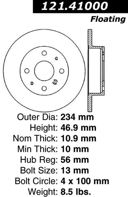 Centric Parts Disc Brake Rotor Standard with Non-Directional Finishes for 1988-1992 Daihatsu Charade 121.41000