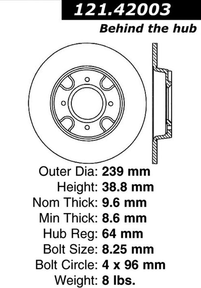 Centric Parts Disc Brake Rotor C-Tek Standard with Non-Directional Finishes for 1976-1982 Nissan 310 121.42003