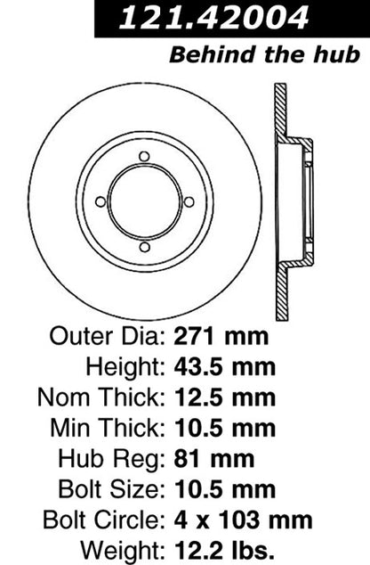Centric Parts Disc Brake Rotor with Non-Directional Finishes for 121.42004