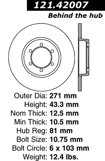 Centric Parts Disc Brake Rotor C-Tek Standard with Non-Directional Finishes for 1978-1979 Nissan 620 1980-1982 720 121.42007