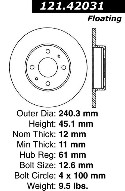 Centric Parts Disc Brake Rotor with Non-Directional Finishes 121.42031