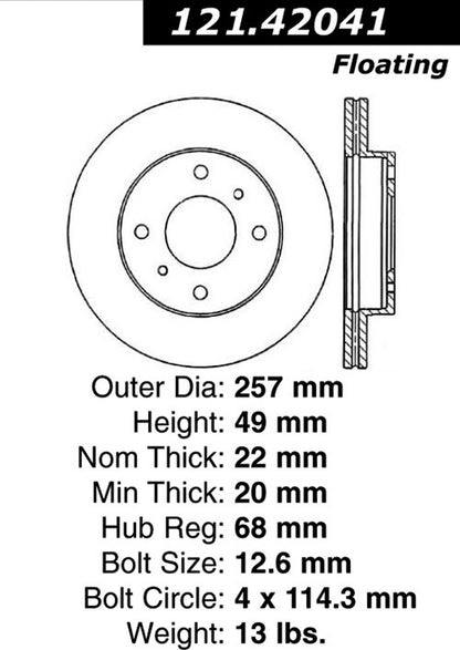 Centric Parts Disc Brake Rotor with Non-Directional Finishes 121.42041