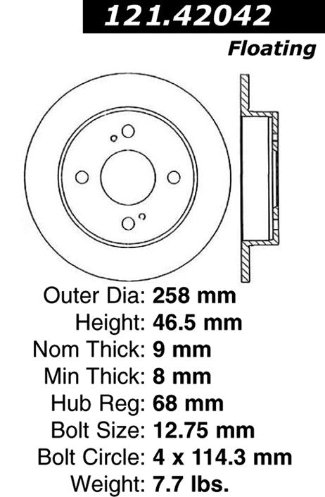 Centric Parts Disc Brake Rotor Standard with Non-Directional Finishes for 1989-1998 Nissan 240SX 121.42042