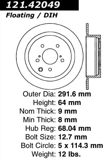 Centric Parts Disc Brake Rotor Standard with Non-Directional Finishes for 1990-1996 Infiniti Q45 121.42049