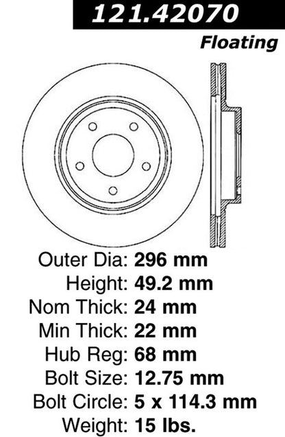 Centric Parts Disc Brake Rotor Standard with Non-Directional Finishes for 2002-2006 Infiniti I35 Nissan Altima Maxima 121.42070