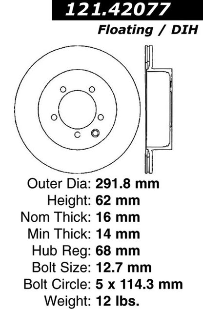 Centric Parts Disc Brake Rotor C-Tek Standard Non-Directional Finishes for 2003-2005 Infiniti G35, Nissan 350Z, Juke 2014-2017, Leaf 2011-2022, Rogue 2008-2020, X-Trail 2002-2018, Renault Koleos 2009-2018 121.42077