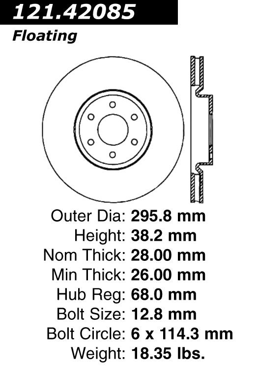 Centric Parts Disc Brake Rotor Standard with C‑Tek for 2005-2022 Nissan Frontier, 2012-2014 Pathfinder, 2015-2017 Xterra, 2009-2012 Suzuki Equator, 2005-2010 121.42085