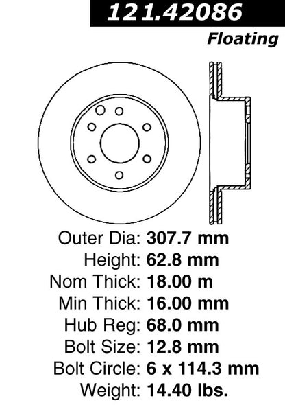 Centric Parts Disc Brake Rotor Standard with Non-Directional Finishes for 2004-2012 Nissan Pathfinder 121.42086