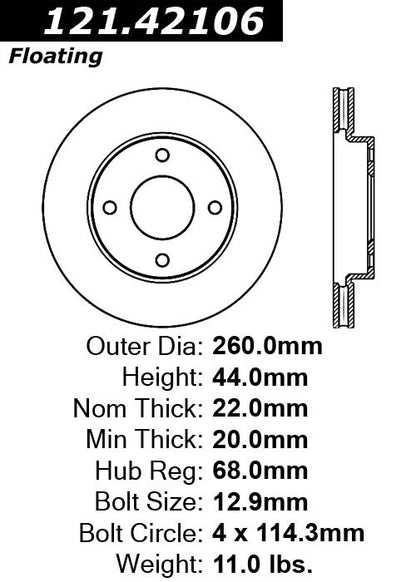 Centric Parts Disc Brake Rotor with Non-Directional Finishes 121.42106