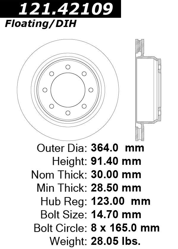 Centric Parts Disc Brake Rotor C-Tek Standard with Non-Directional Finishes for 2021-2012 Nissan NV1500 NV2500 NV3500 121.42109