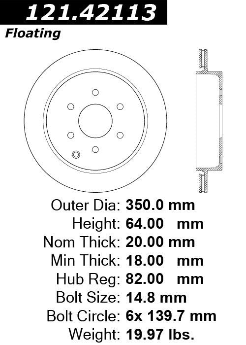 Centric Parts Disc Brake Rotor Standard with Non-Directional Finishes for 2011-2013 Infiniti QX56 2022-2014 QX80 2022-2017 Nissan Armada 121.42113