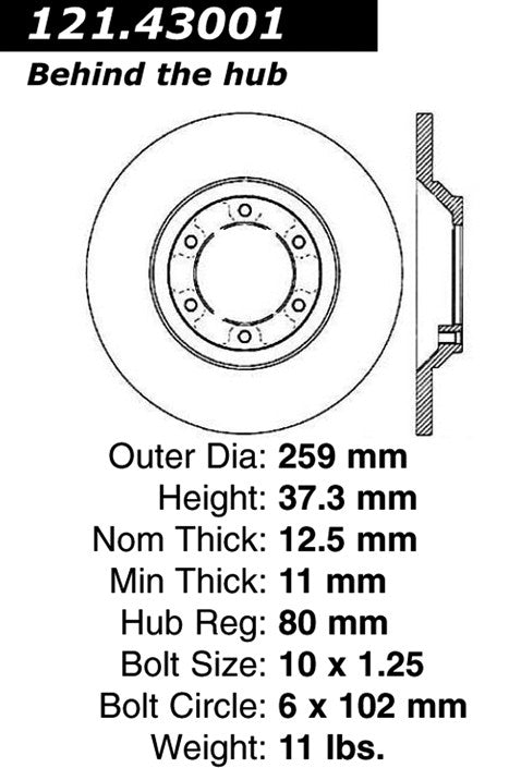 Centric Parts Disc Brake Rotor Standard with Non-Directional Finishes for 1979-1982 Chevrolet LUV 1983-1981 Isuzu Pickup 121.43001