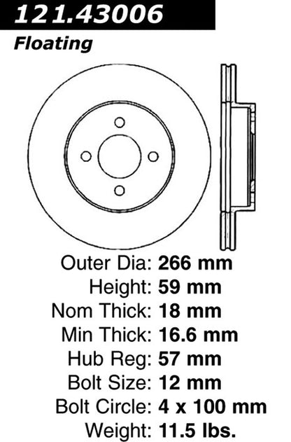 Centric Parts Disc Brake Rotor with Non-Directional Finishes 121.43006