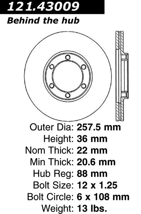 Centric Parts Disc Brake Rotor Standard C‑Tek for 2005-1997 Chevrolet LUV, 1995-1994 Honda Passport, 1993-1989 Isuzu Amigo, 1995-1988 Pickup, 1995-1991 Rodeo, 1991-1986 Trooper 121.43009