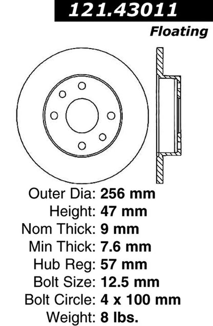 Centric Parts Disc Brake Rotor Standard with Non-Directional Finishes for 1990-1993 Isuzu Impulse Asuna Sunfire Stylus 121.43011