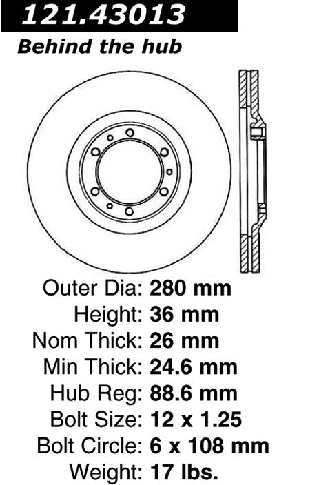 Centric Parts Disc Brake Rotor Standard with Non-Directional Finishes for 1999-1996 Acura SLX 121.43013