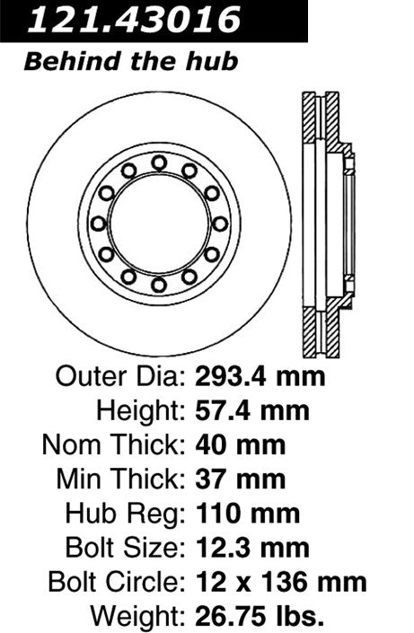 Centric Parts Disc Brake Rotor with Non-Directional Finishes 121.43016