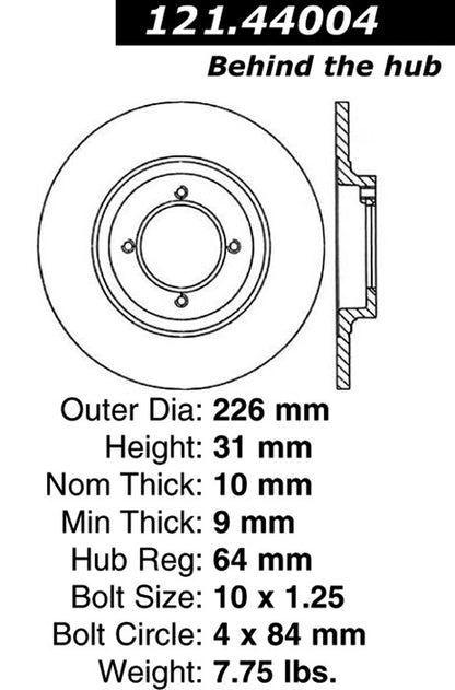 Centric Parts Disc Brake Rotor Standard with Non-Directional Finishes for 1981-1984 Toyota Starlet 121.44004
