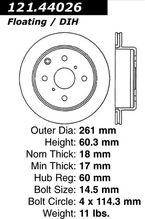 Centric Parts Disc Brake Rotor Standard with Non-Directional Finishes for 1983-1984 Toyota Cressida 121.44026