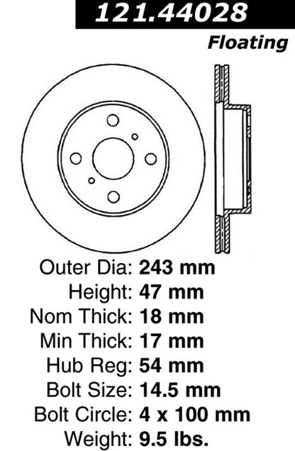 Centric Parts Disc Brake Rotor with Non-Directional Finishes for 121.44028