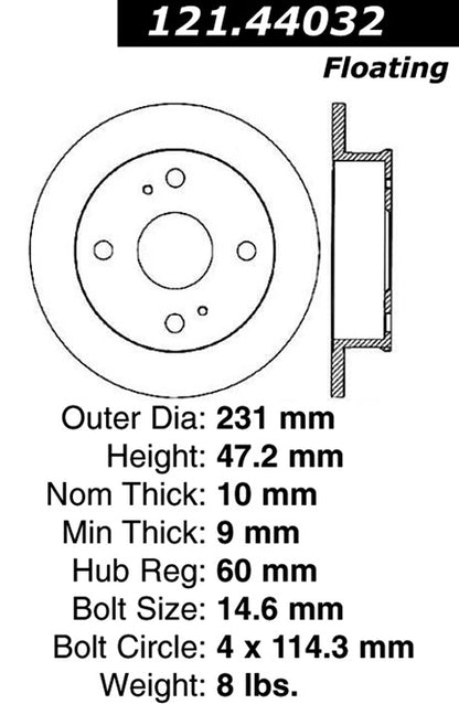 Centric Parts Disc Brake Rotor Standard with Non-Directional Finishes for 1985-1987 Toyota Corolla 121.44032