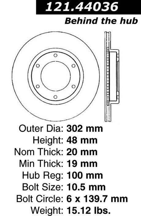 Centric Parts Disc Brake Rotor Standard with Non-Directional Finishes for 1976-1980 Toyota Land Cruiser 121.44036