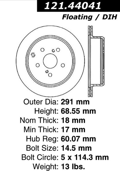 Centric Parts Disc Brake Rotor 121.44041
