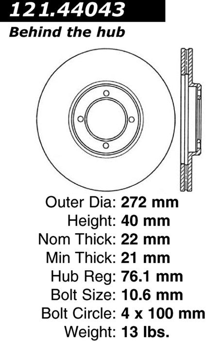 Centric Parts Disc Brake Rotor with Non-Directional Finishes 121.44043