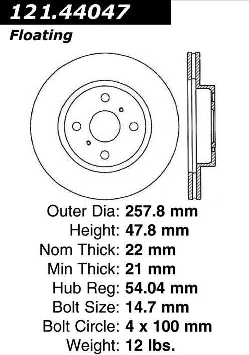 Centric Parts Disc Brake Rotor with Non-Directional Finishes 121.44047