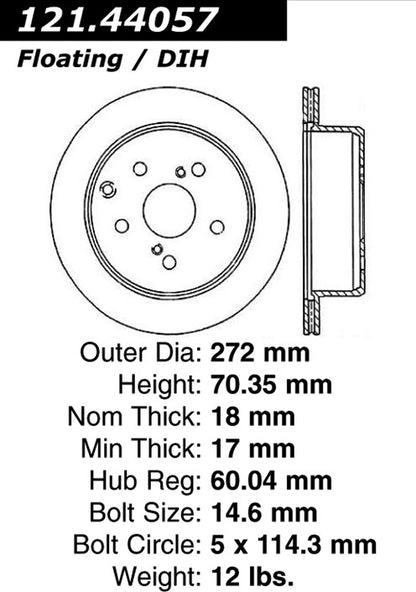 Centric Parts Disc Brake Rotor Standard with Non-Directional Finishes for 1989-1992 Toyota Cressida 121.44057