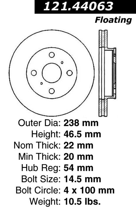 Centric Parts Disc Brake Rotor with Non-Directional Finishes for 121.44063