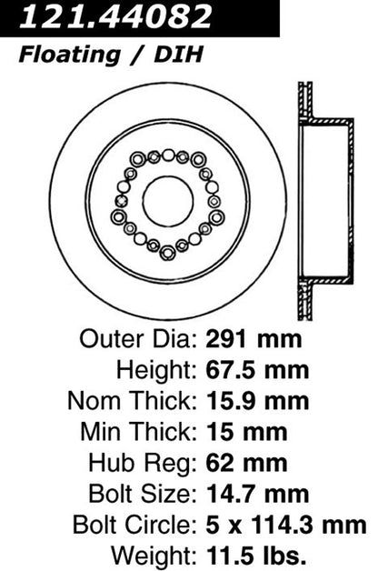 Centric Parts Disc Brake Rotor Standard with Non-Directional Finishes for 1992-1998 Lexus SC300 121.44082