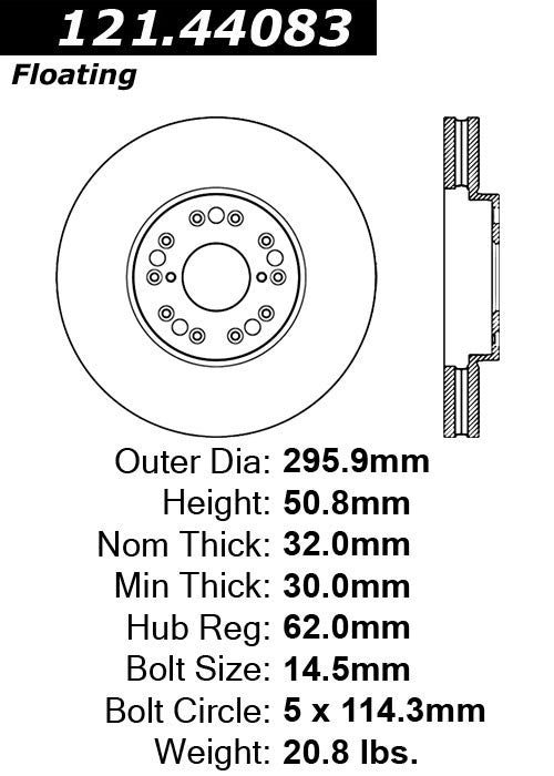 Centric Parts Disc Brake Rotor C-Tek Standard Non-Directional Finishes for Lexus GS/IS/LS SC 1993-2010 121.44083