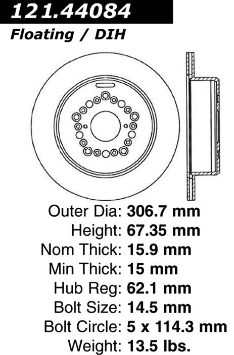 Centric Parts Disc Brake Rotor with Non-Directional Finishes 121.44084