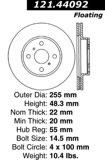Centric Parts Disc Brake Rotor with Non-Directional Finishes