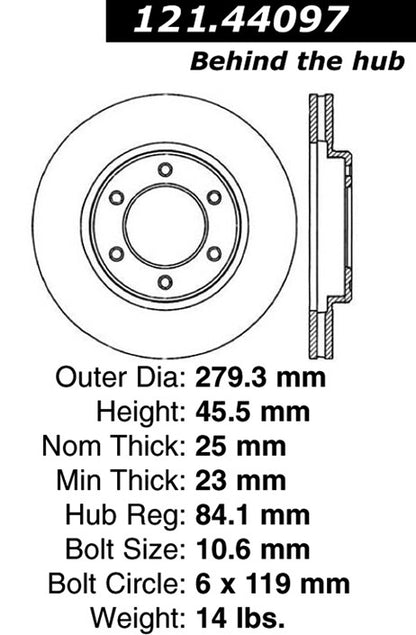 Centric Parts Disc Brake Rotor Standard with Non-Directional Finishes for 1993-1998 Toyota T100 121.44097
