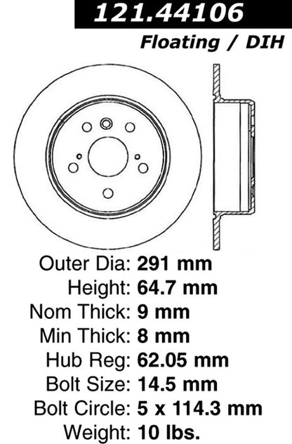 Centric Parts Disc Brake Rotor 121.44106