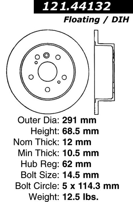 Centric Parts Disc Brake Rotor Standard with Non-Directional Finishes for 2004-2010 Toyota Sienna 121.44132