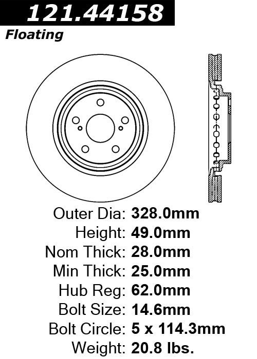 Centric Parts Disc Brake Rotor with Non-Directional Finishes for 121.44158