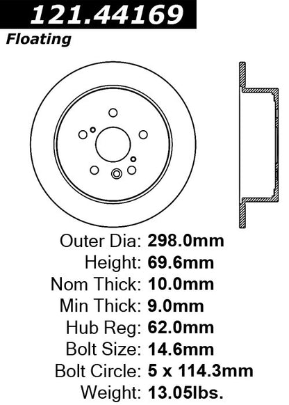 Centric Parts Disc Brake Rotor with Non-Directional Finishes 121.44169