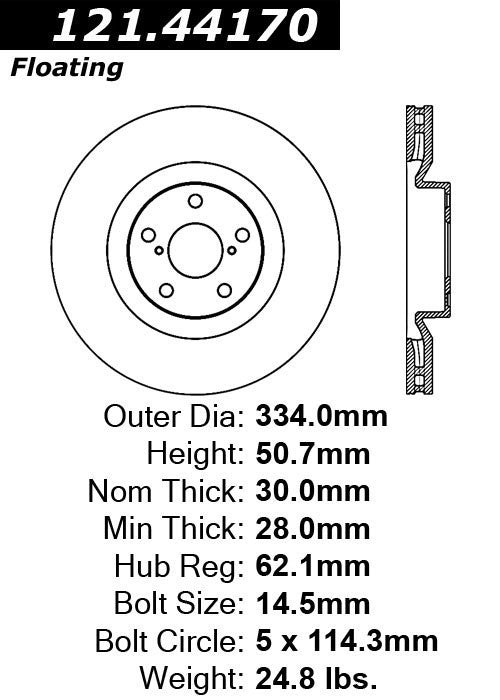 Centric Parts Disc Brake Rotor C-Tek Standard with Non-Directional Finishes for 2009-2011 Lexus GS350 GS450h GS460 IS350 121.44170
