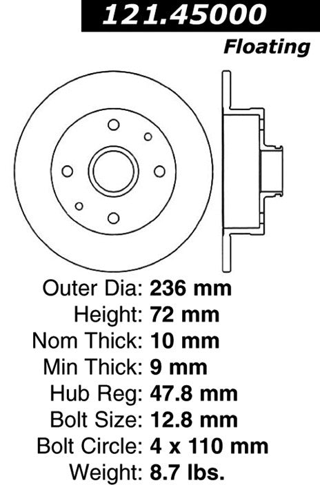 Centric Parts Disc Brake Rotor Standard with Non-Directional Finishes for 1981-1985 Mazda RX-7 121.45000