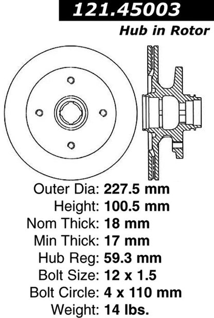 Centric Parts Disc Brake Rotor Standard with Non-Directional Finishes for 1979-1983 Mazda RX-7 121.45003