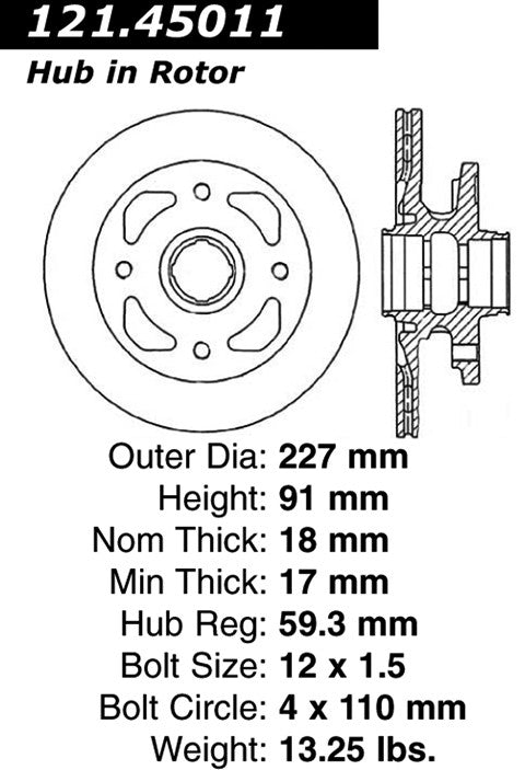 Centric Parts Disc Brake Rotor Standard with Non-Directional Finishes for 1984-1985 Mazda RX-7 121.45011