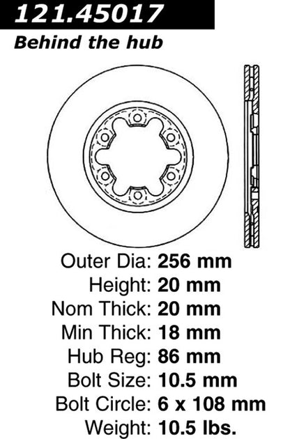 Centric Parts Disc Brake Rotor Standard with Non-Directional Finishes for 1986-1993 Mazda B2000 B2200 B2600 121.45017