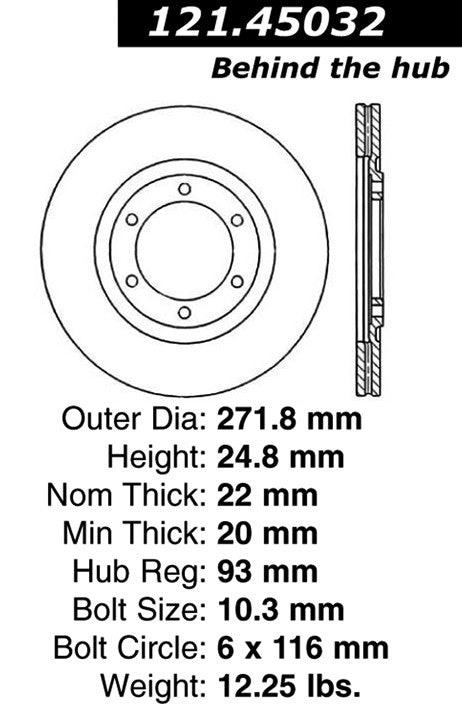 Centric Parts Disc Brake Rotor Standard with Non-Directional Finishes for 1987-1993 Mazda B2600 121.45032