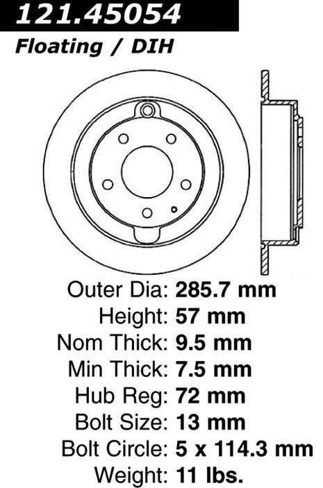 Centric Parts Disc Brake Rotor Standard with Non-Directional Finishes for 1995-2002 Mazda Millenia 121.45054